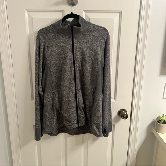 Grey Front Zip Athletic Top - Picture 1 of 4